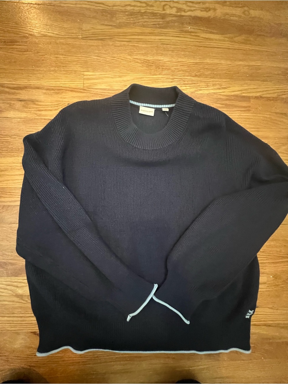 Scotch & Soda Navy Crewneck Sweater with Light Trim